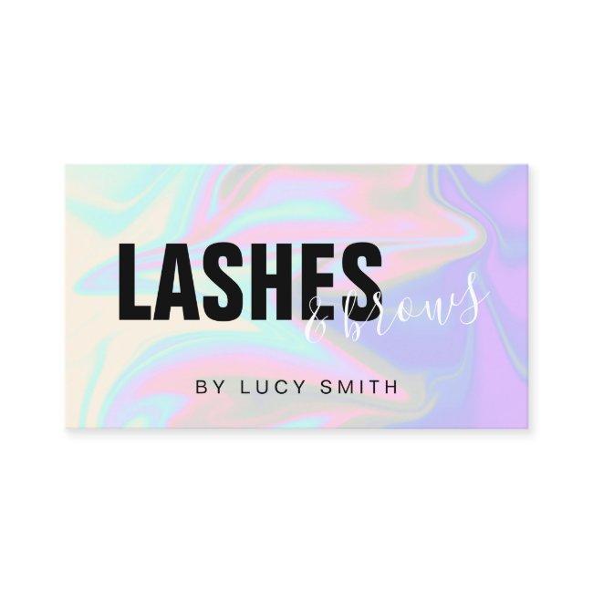 Stylish Modern Elegant Holographic Lashes & Brows Business Invitations