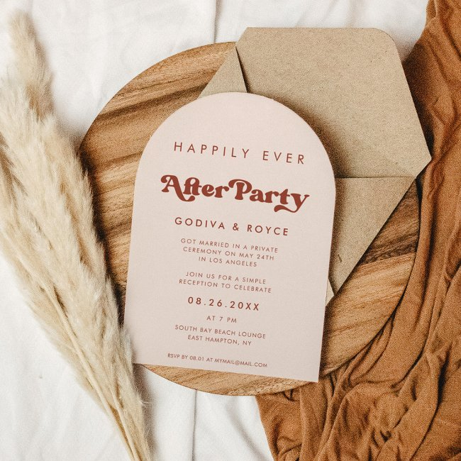 Stylish Retro Pink Happily Ever After Party Arch Invitation