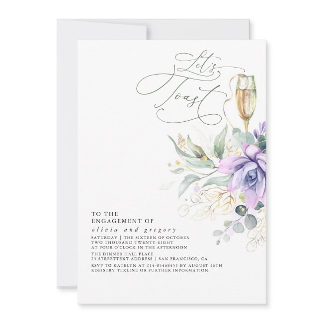 Succulents Greenery Gold Leaves Engagement Party I Invitation