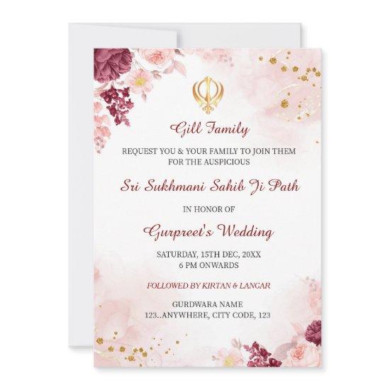 Sukhmani Sahib Path Invitation, Sikh Wedding Invitations