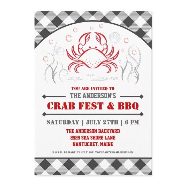 Summer Crab Fest & Bbq Party Invitation