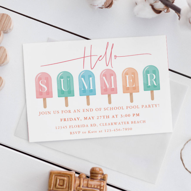 Summer Party End Of School Year Celebration Party Invitation