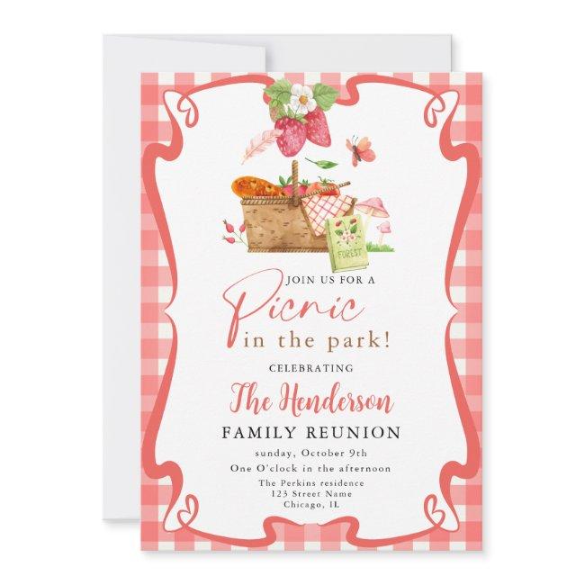 Summer Red Fun Picnic In The Park Family Reunion Invitation