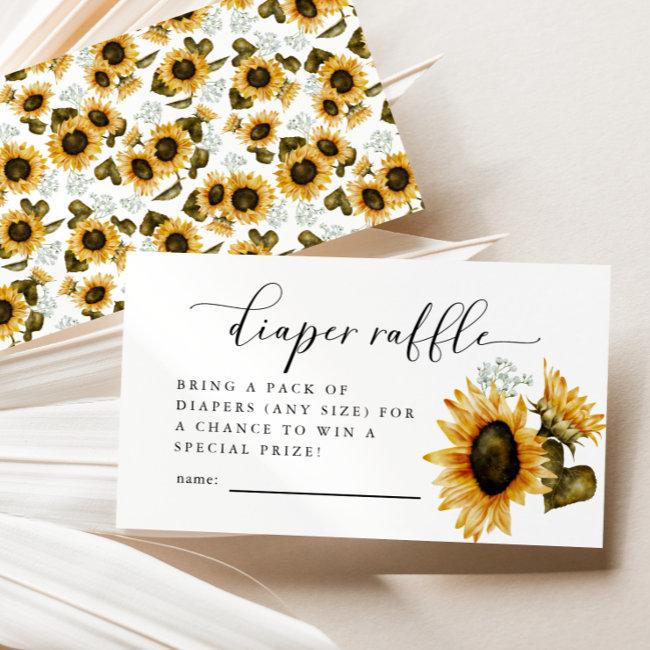 Sunflower Diaper Raffle Ticket Enclosure Invitations