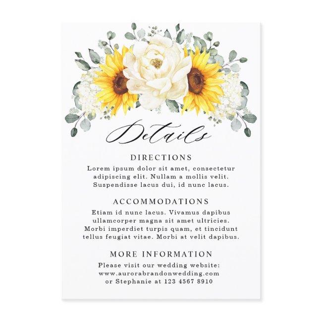 Sunflower Ivory Peony Eucalyptus Wedding Details  Enclosure Invitations