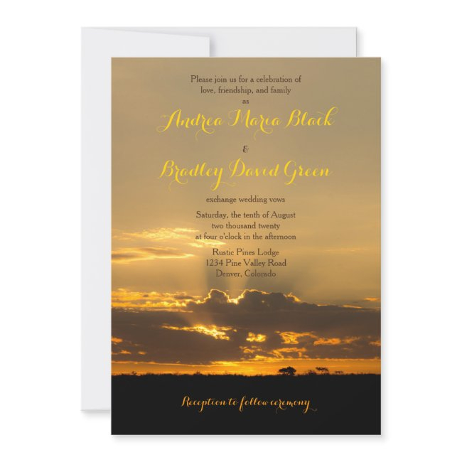 Sunset Namibia Africa Landscape Wedding Invitation
