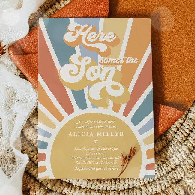 Sunshine Baby Shower Here Come The Son Muted Tones Invitation