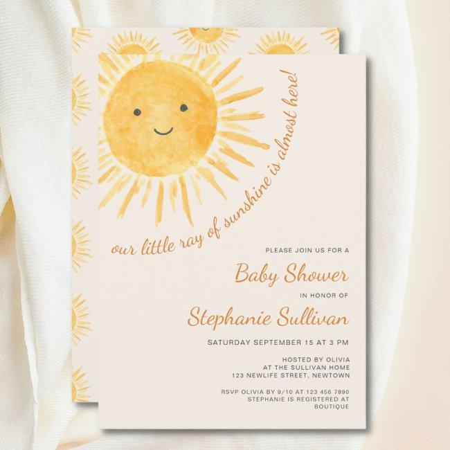 Sunshine Boho Gender-neutral Sun Baby Shower Invitation