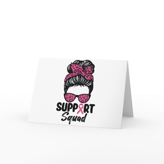 Support Squad Messy Bun Pink Warrior Breast Cancer Invitations