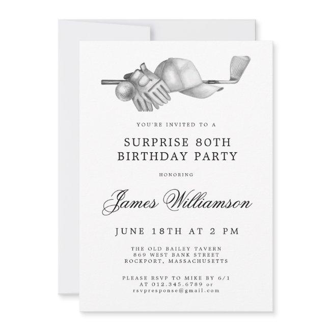 Surprise 80th Birthday Party Golf Theme Invitation