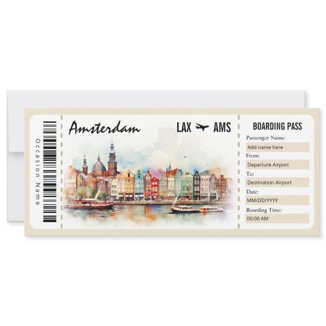 Surprise Amsterdam Boarding Pass Gift Certificate Invitation