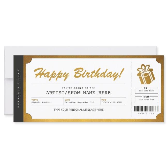 Surprise Concert Gold Gift Ticket Invitation