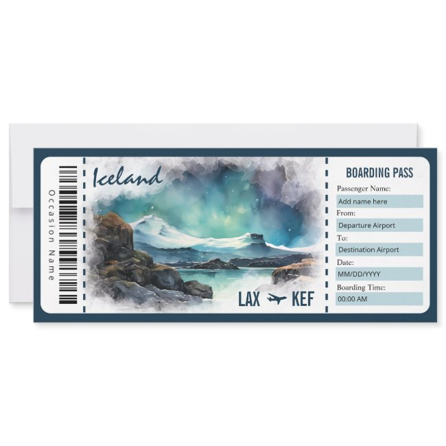 Surprise Iceland Boarding Pass Gift Certificate In Invitation
