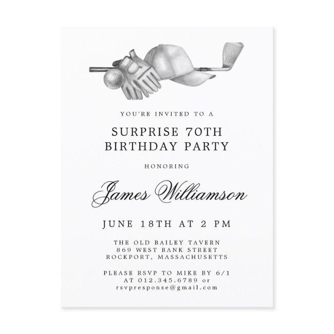 Surprise Party 70th Birthday Golf Theme Invitation Postinvitations
