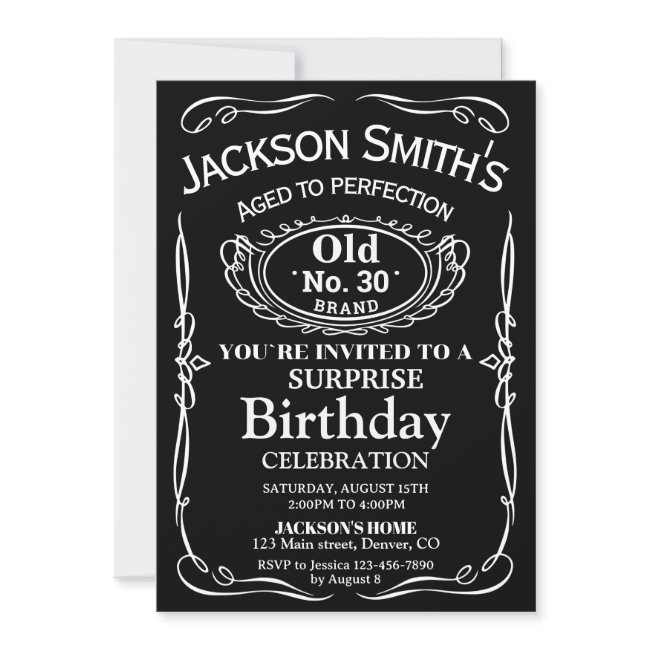 Surprise Whiskey Birthday Invitation Liquor Invite