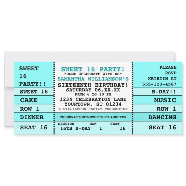 Sweet 16 Concert Ticket Invitation