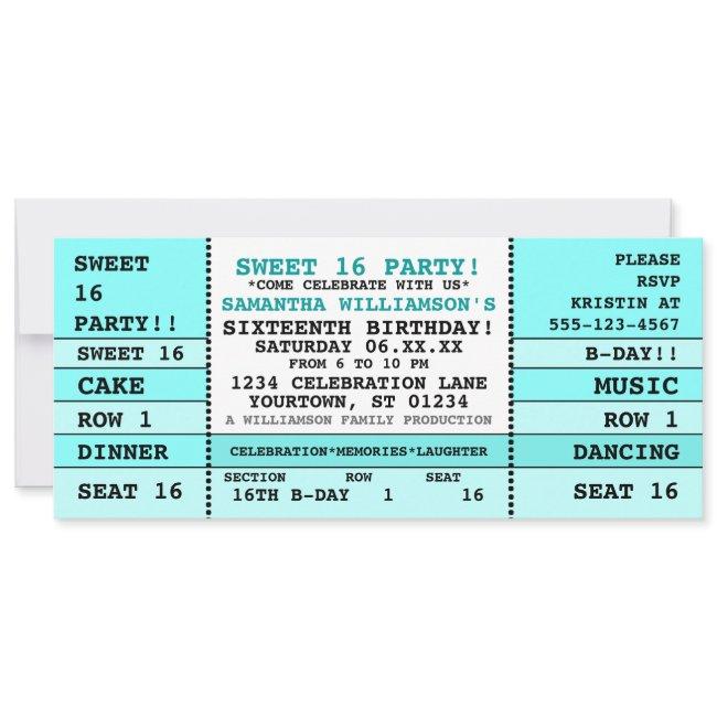 Sweet 16 Concert Ticket Invitation