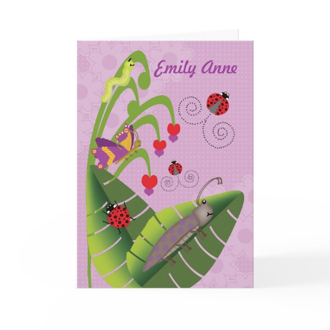 Sweet Bugs Kids At Camp Personalized Name For Girl Invitations