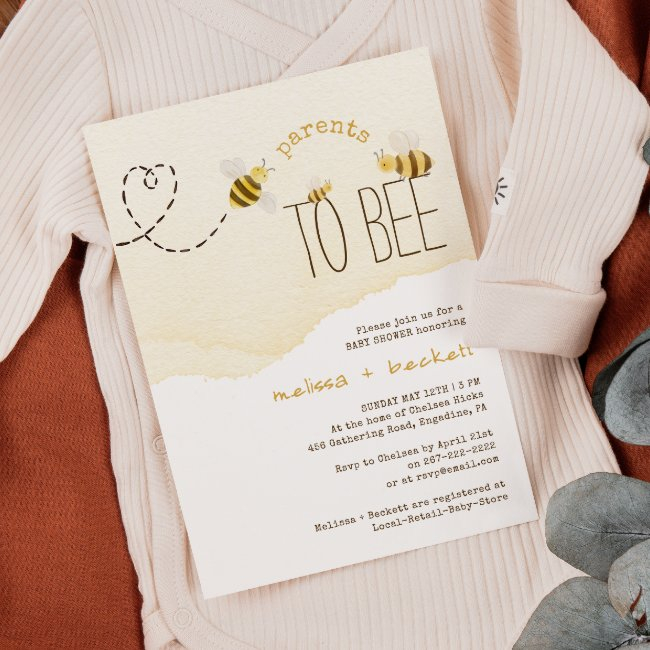 Sweet Bumblebee Parents To Bee Couples Baby Shower Invitation