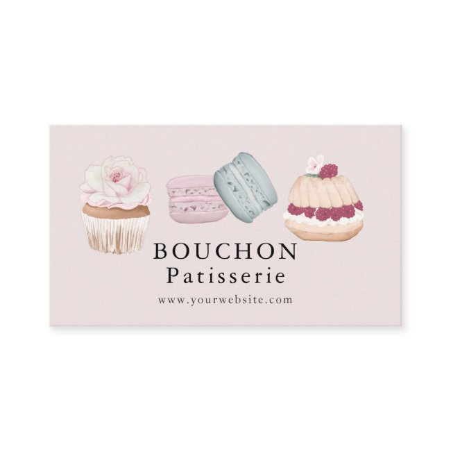 Sweet Cake Macaron Cupcake Pink Bakery Business Invitations