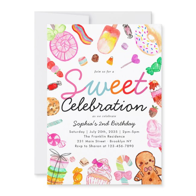 Sweet Celebration Candy Kids Candyland Birthday Invitation