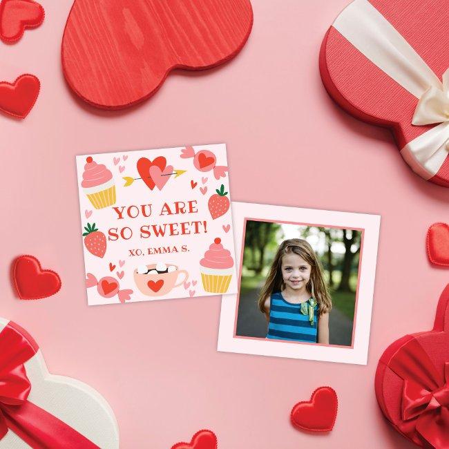 Sweet Pink Candy Valentine's Classroom Photo Invitations
