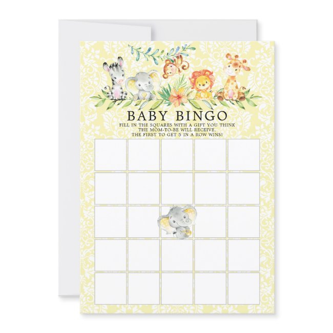 Sweet Safari Animals Bingo Baby Shower Game Invitation