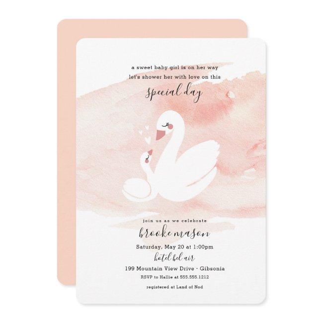 Sweet Swan Baby Shower Invitation