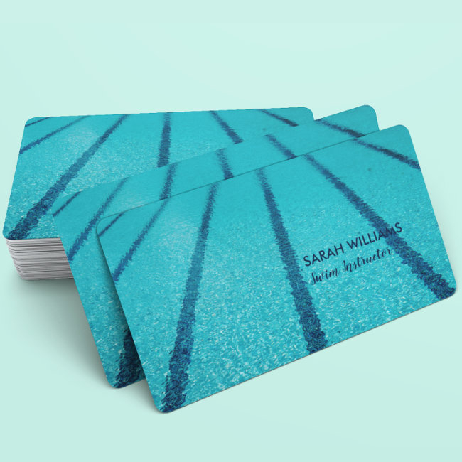 Swimming Pool Instructor Blue Lanes Swim Coach Business Invitations