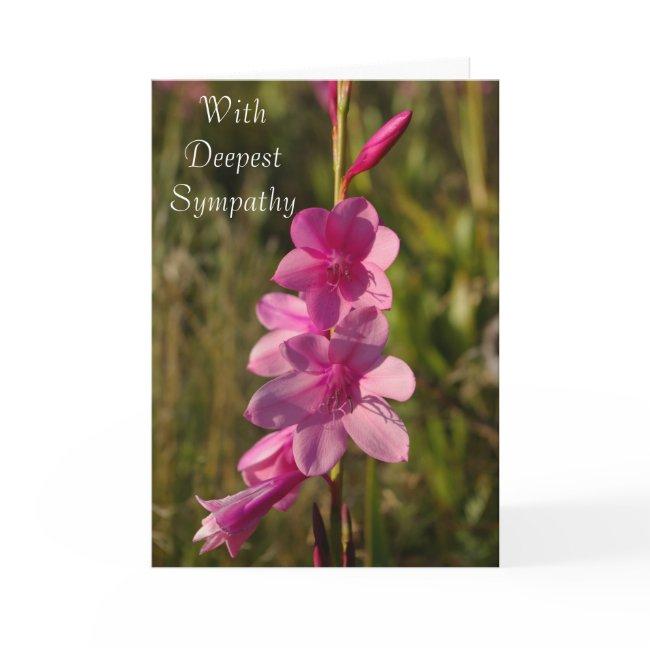 Sympathy Pink Floral White Script Message Photo Invitations
