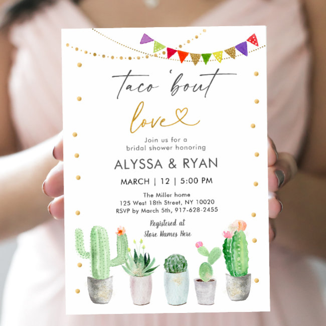 Taco 'bout Love Fiesta Cactus Bridal Shower Invitation