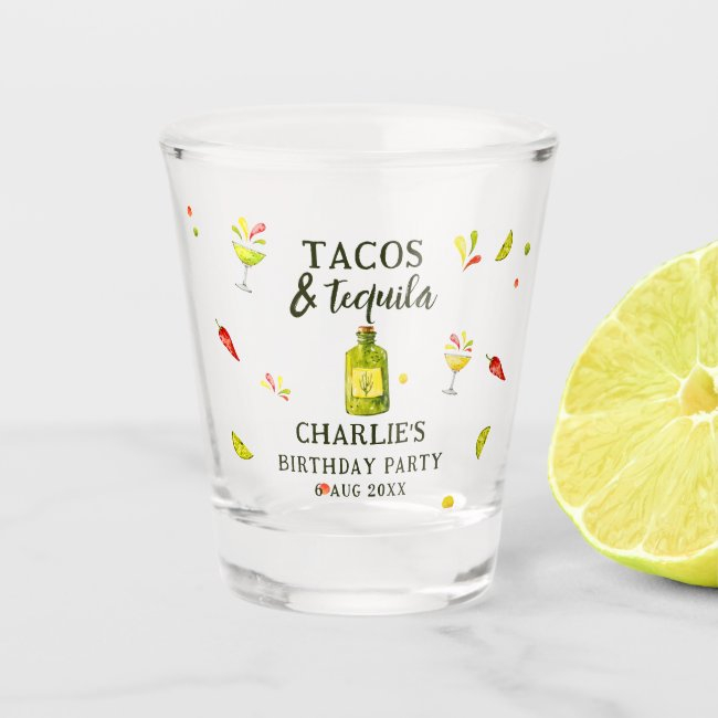 Tacos & Tequila Fun Summer Tropical Birthday Party Shot Glass