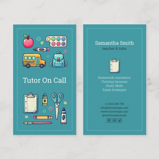 Teacher Private Tutor Blue Domicile Tutor Business Invitations