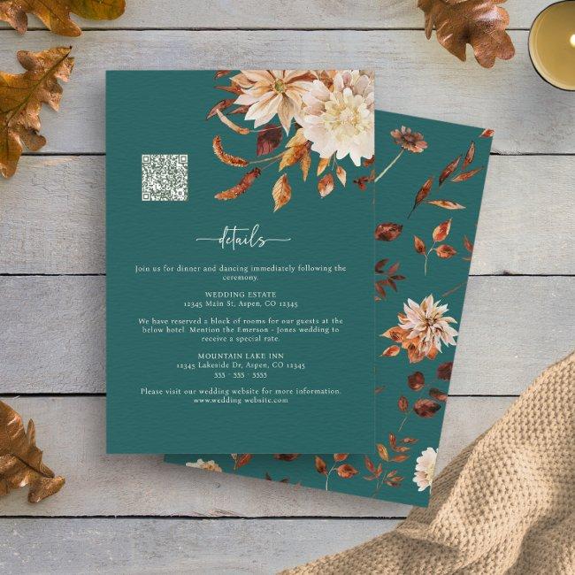 Teal Fall Details Enclosure Invitations
