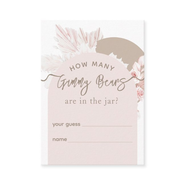 Teddy Bear Boho Girl Baby Shower Guess Game Enclosure Invitations