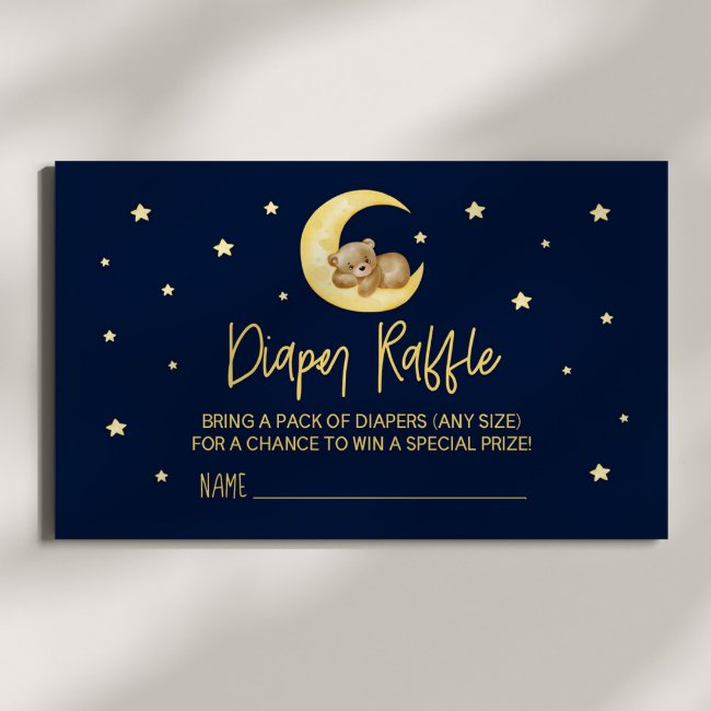 Teddy Bear Stars Baby Shower Diaper Raffle Invitations
