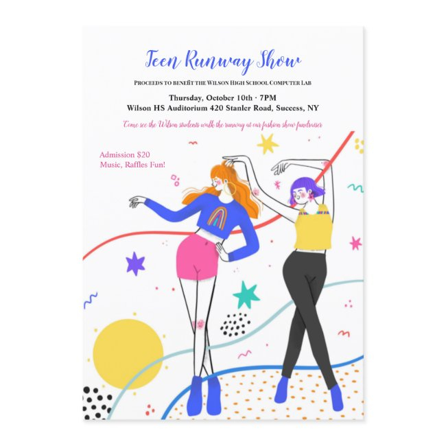 Teen Fashion Show Fundraiser Invitation