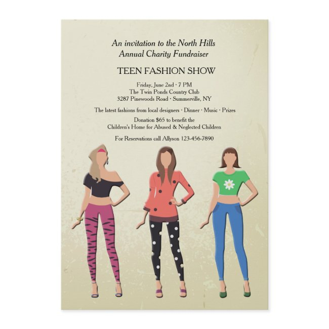 Teen Models Fashion Show Invitation
