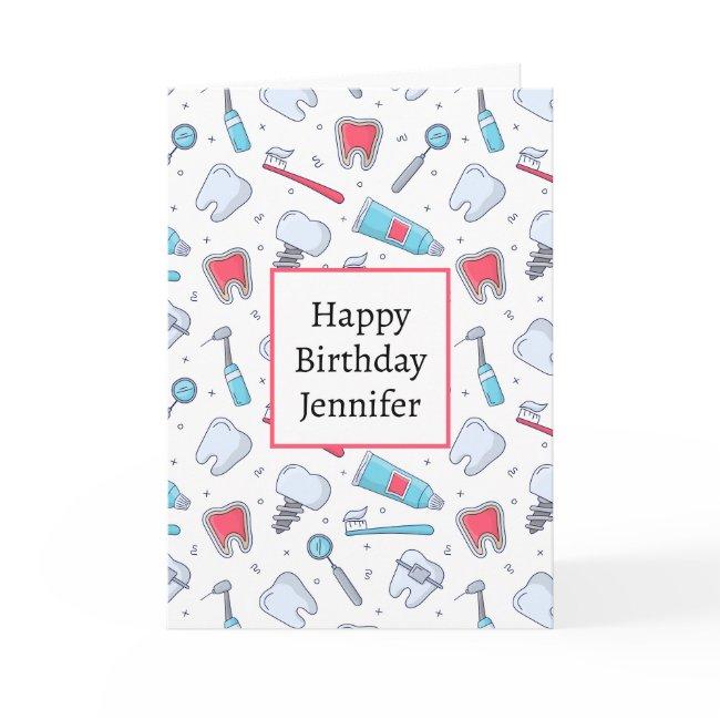 Teeth And Tools Dental Pattern Birthday Invitations
