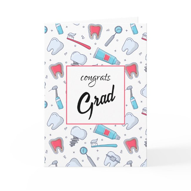 Teeth And Tools Dental Pattern Graduation Invitations