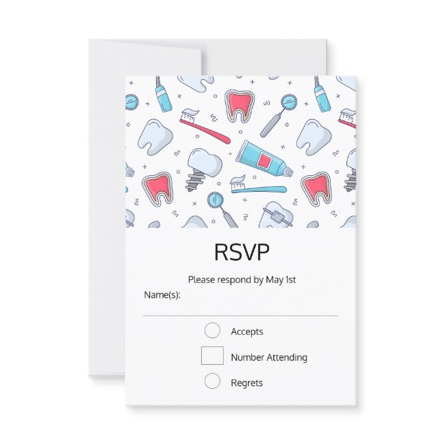 Teeth And Tools Dental Pattern Rsvp Invitations