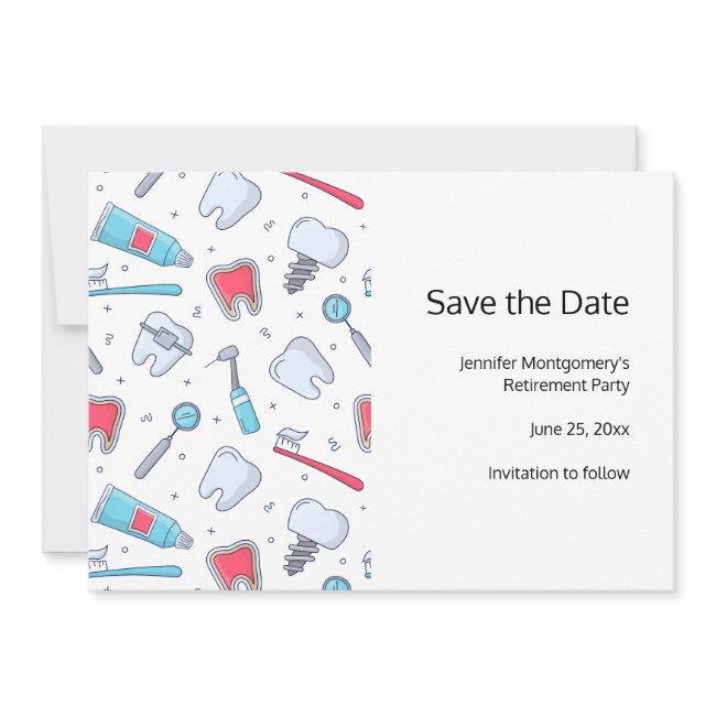 Teeth And Tools Dental Pattern Save The Date