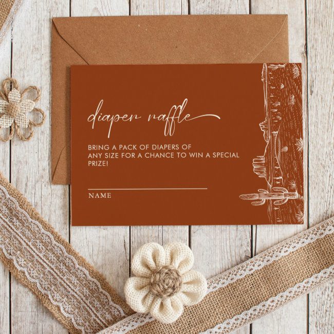 Terracotta Cactus Desert Baby Shower Diaper Raffle Enclosure Invitations
