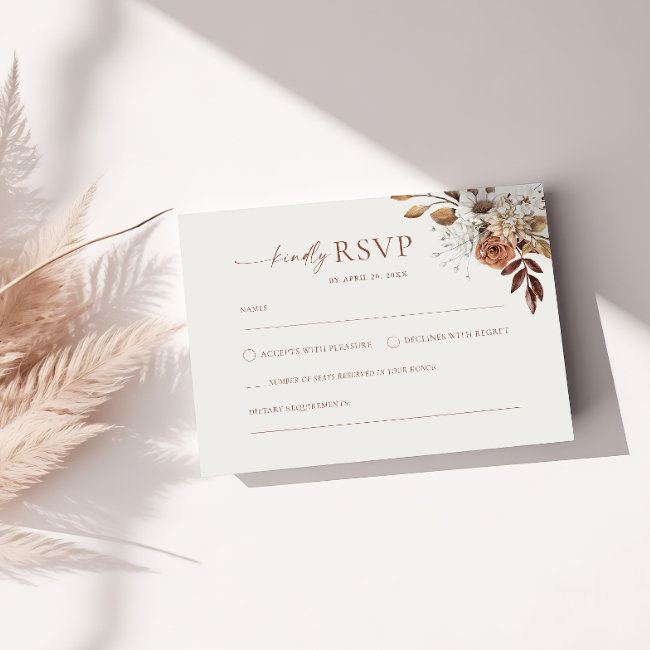 Terracotta Floral Rsvp Wedding Enclosure Invitations