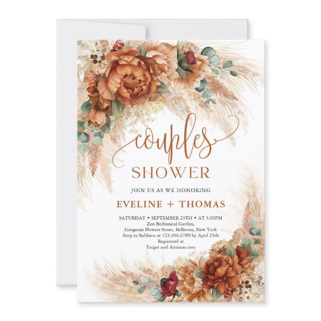 Terracotta Pampas Grass Eucalyptus Couples Shower Invitation