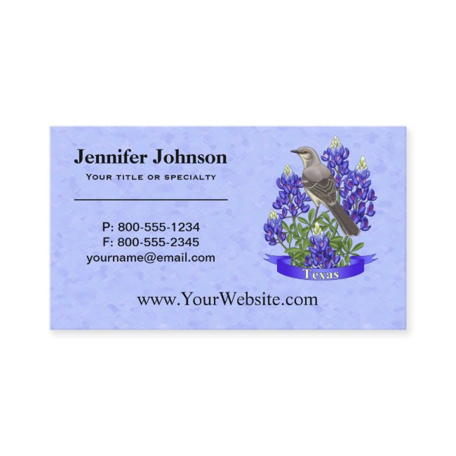 Texas State Mockingbird & Bluebonnet Flower Appointment Invitations