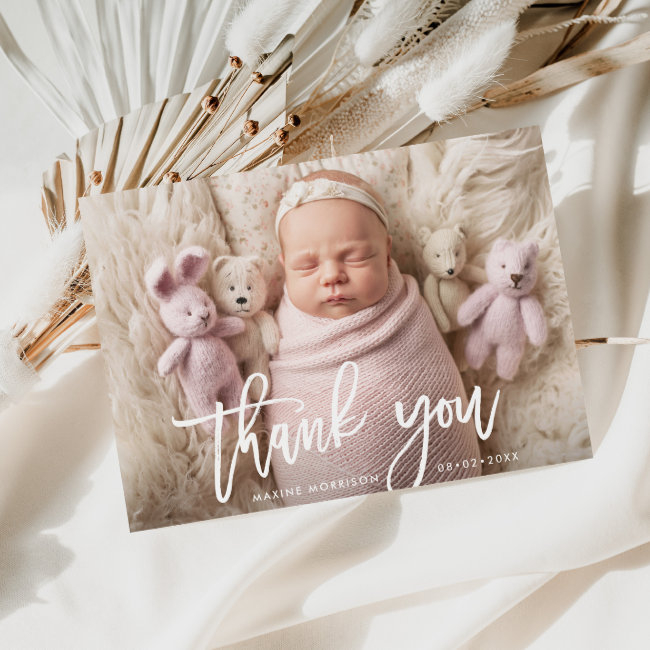 Thank You | Brush Lettering Birth Announcement Postinvitations