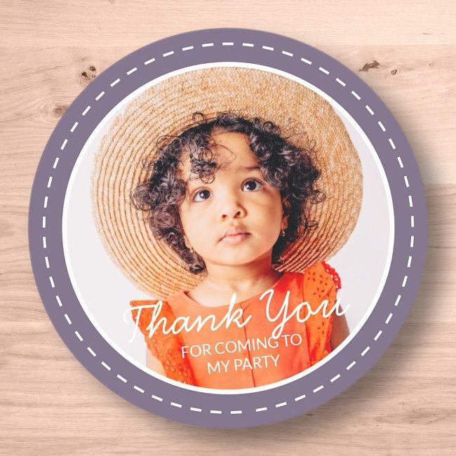 Thank You For Coming Modern Preppy Custom Photo Classic Round Sticker