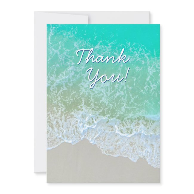 Thank You, Personalize Message, Teal Beach Waves Thank You Invitations