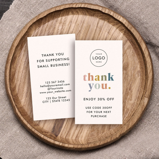 Thank You! Small Business Logo Modern Pastels Discount Invitations